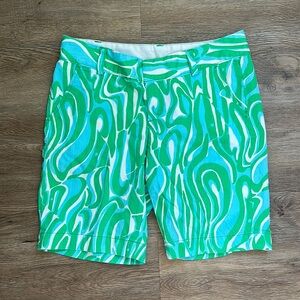 Lilly Pulitzer Vibrant Green and White Patterned Shorts
